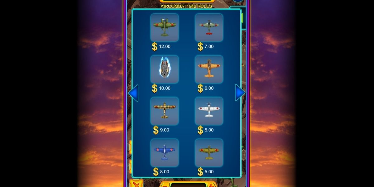 Air Combat 9142 Fishing - Paytable 2 - KK8.site