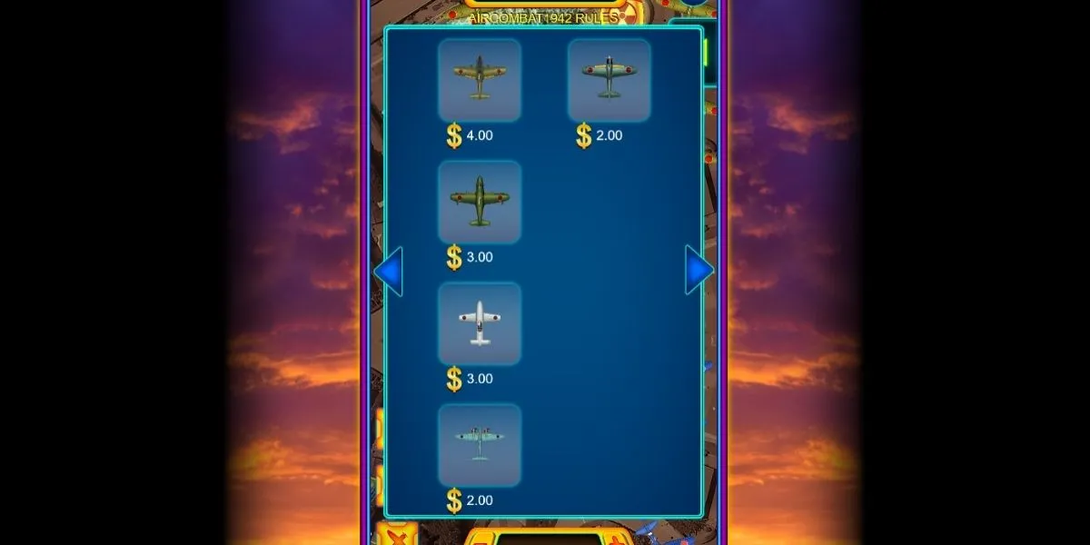 Air Combat 9142 Fishing - Paytable - KK8.site
